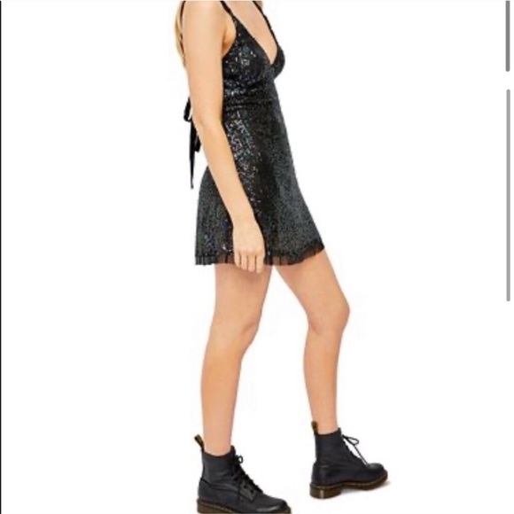NWT Free People Gold Rush Mini Dress Black XS - Picture 9 of 13